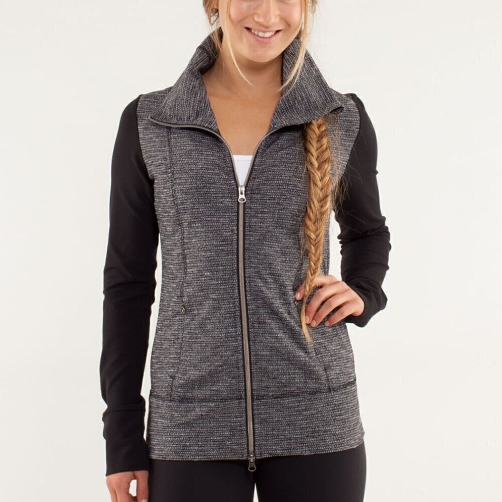 Lululemon Daily Yoga Jacket - 6 Coco Pique Black / Black